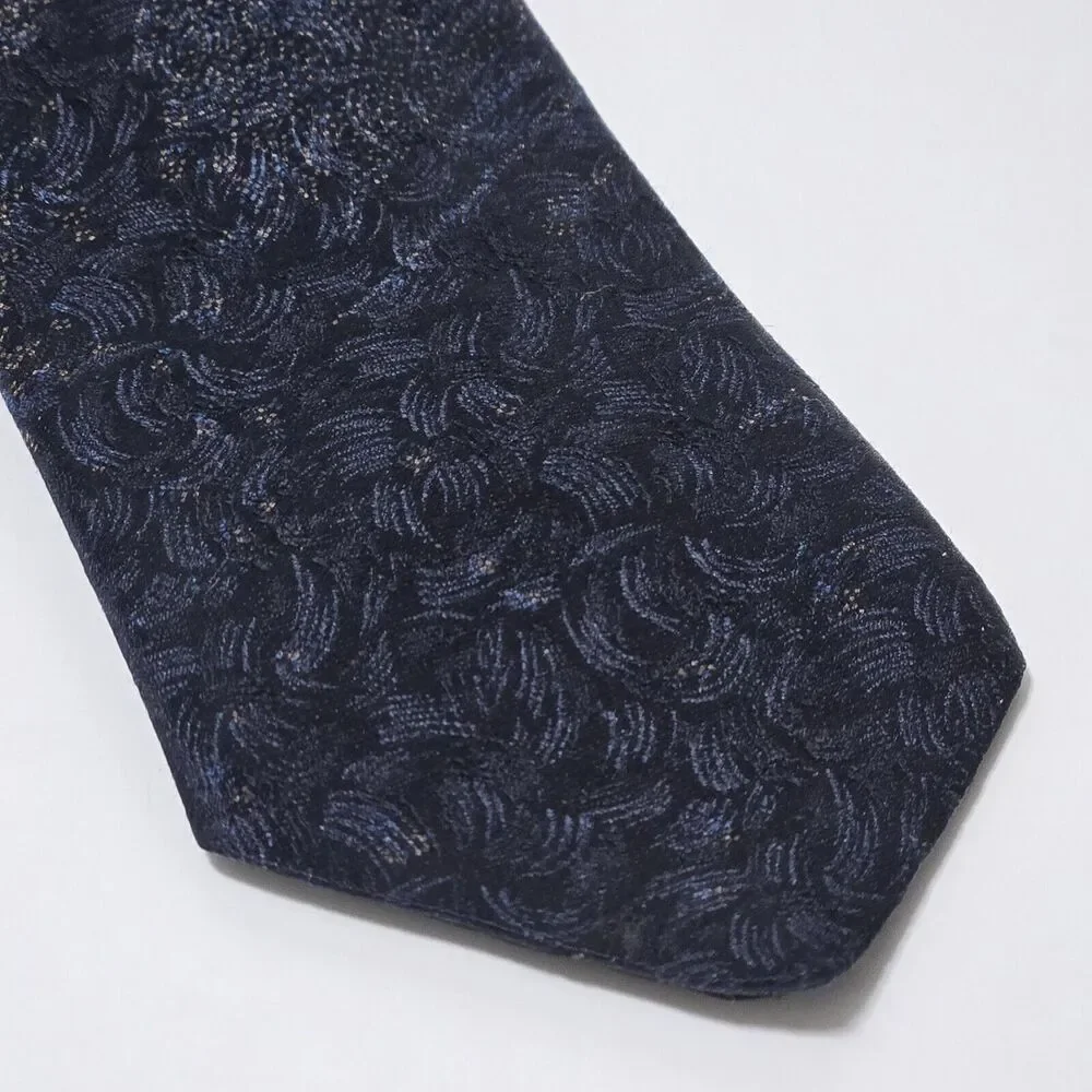 Alpi Seide Silk Men's Neck Tie Dark‎ Blue With Abstract Red Design 56